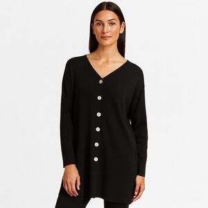 Vintage 90s Belford 100% Silk Black Longline Cardigan Sweater Minimalist Classic